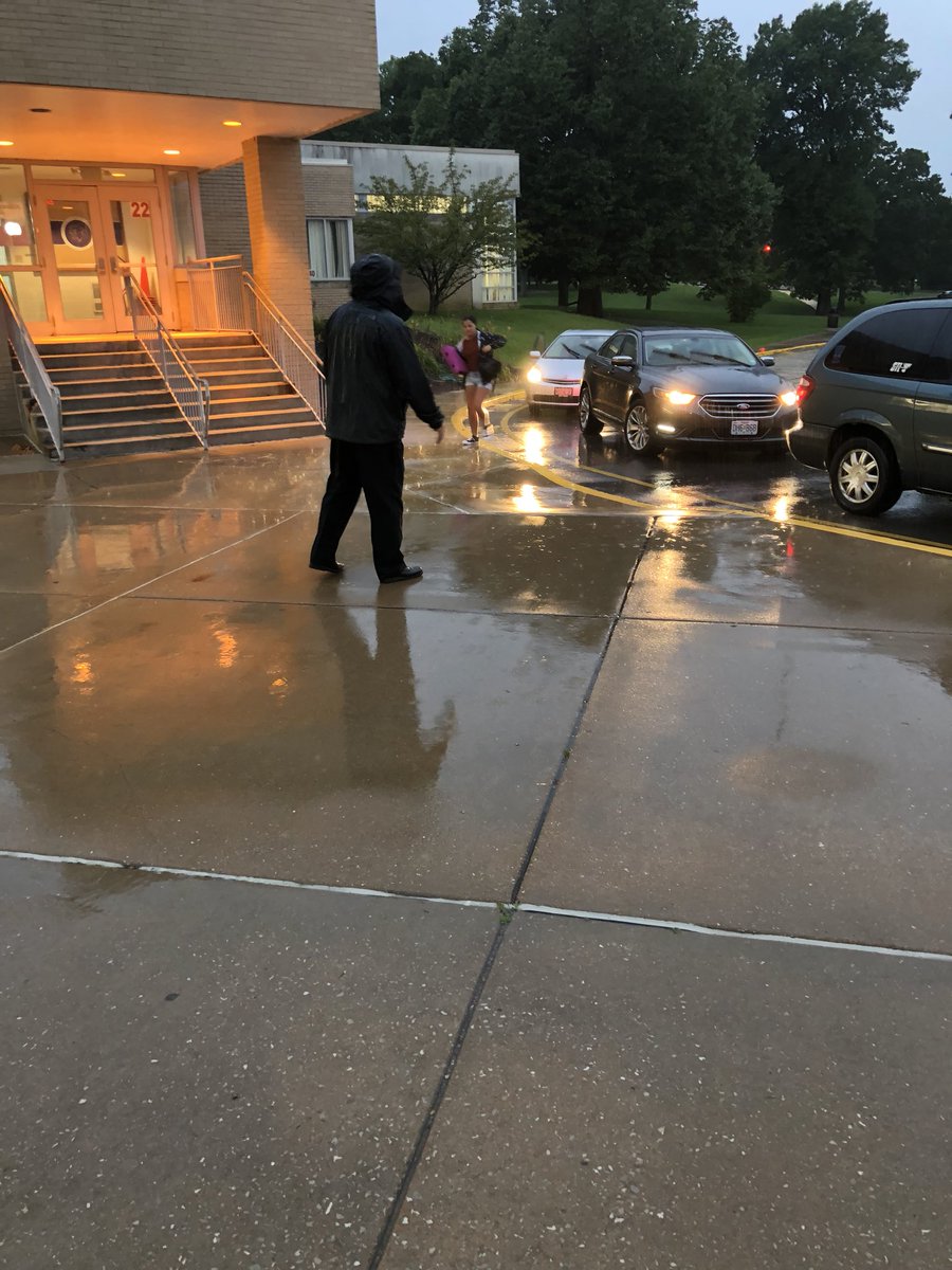 The rain didn’t stop Mr. Hoggatt from greeting the first students to arrive at Rogers Middle School for the first day of school.  2018/2019 is underway! #afftonstrong
