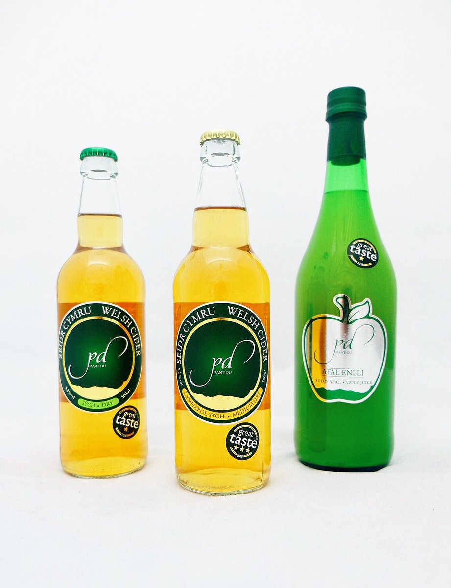 Enillwyr #greattasteawards Winners! 
We've won three Gold Stars for our Medium Dry Cider, as well as one Star for our Dry Cider, and also Bardsey Apple Juice.
Pant Du wedi derbyn tair Seren Aur am eu Seidr Cymharol Sych, yn ogystal a un seren i'r Seidr Sych a'r Sudd Afal Enlli.