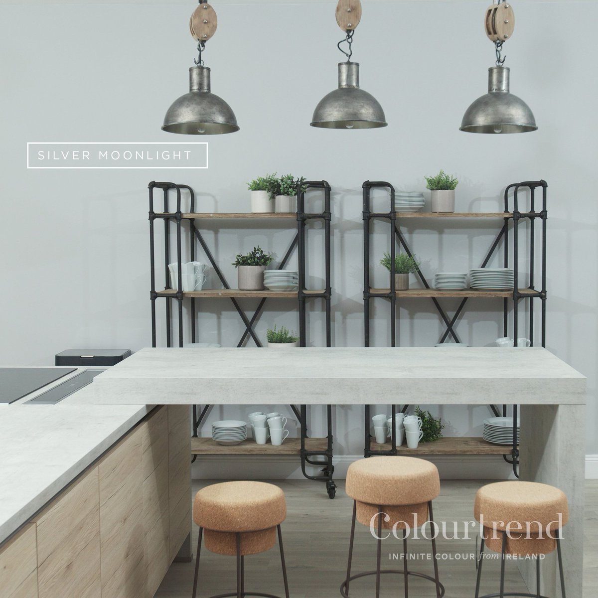 TempleogueDecor's tweet photo. A backdrop of Silver Moonlight by @Colourtrend1953  paired with some industrial but rustic, homely features is sheer perfection in the kitchen. #Colourtrend #SilverMoonlight #ColourtrendStockist #InfiniteColourFromIreland
#TempleogueDecor #morethandecor #paint #paper https://t.co/rSDPZNvKkE