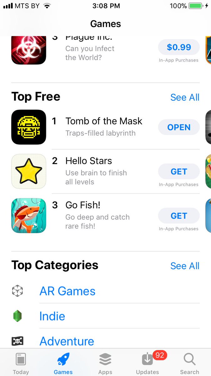 We kept silence for a while but didn’t sit idly by!
Together with #Playgendary we’ve worked on Tomb of the Mask and now it’s TOP 1 Free Game on the App Store!
itunes.apple.com/app/id10578892…