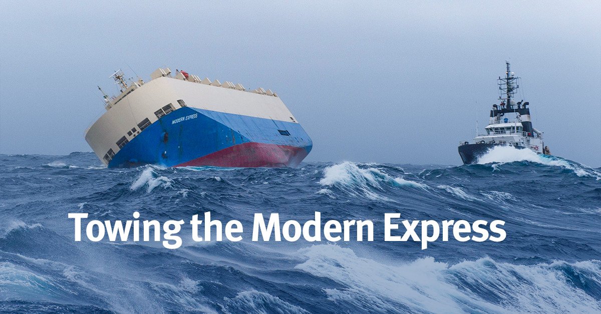 dyneema's tweet photo. Ropes made with Dyneema® played a crucial role in securing vehicle carrier #ModernExpress. Find out what happened: https://t.co/6nnGFwaCNz https://t.co/0JkhMGHMeQ