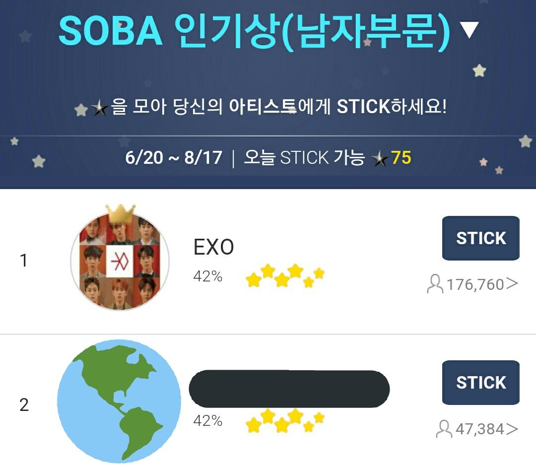 EXOGlobal's tweet photo. 🚨 D-2 SOBA Rankings/ 5PM KST

Inkisang: #1 EXO TIED (0% gap)

 ❗EXO-Ls, please vote to increase the gap and maintain our place in the rank! TWO days left so we need to step up our game! 🔥🔥🔥

Voting Tutorial: https://t.co/I4Q3IFvyXf

#EXO @weareoneEXO https://t.co/cALAFAQq6l
