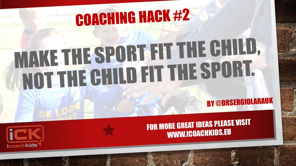 ICOACHKIDSWORLD's tweet photo. #CoachingHacks Here goes Coaching Hack #2 "Make The Sport Fit The Child, Not The Child Fit The Sport" 
Fore more Hacks why not attend the #iCKConference Book at https://t.co/wbR4dEyjV8  £20 Only. https://t.co/kro6rWQtO2