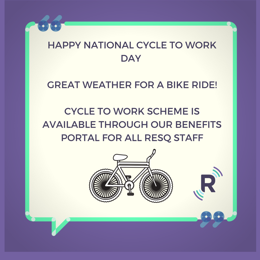 Happy National cycle to work day!
#work4resq #greatplacetowork #nationalcycletoworkday #resq #cycletoworkscheme