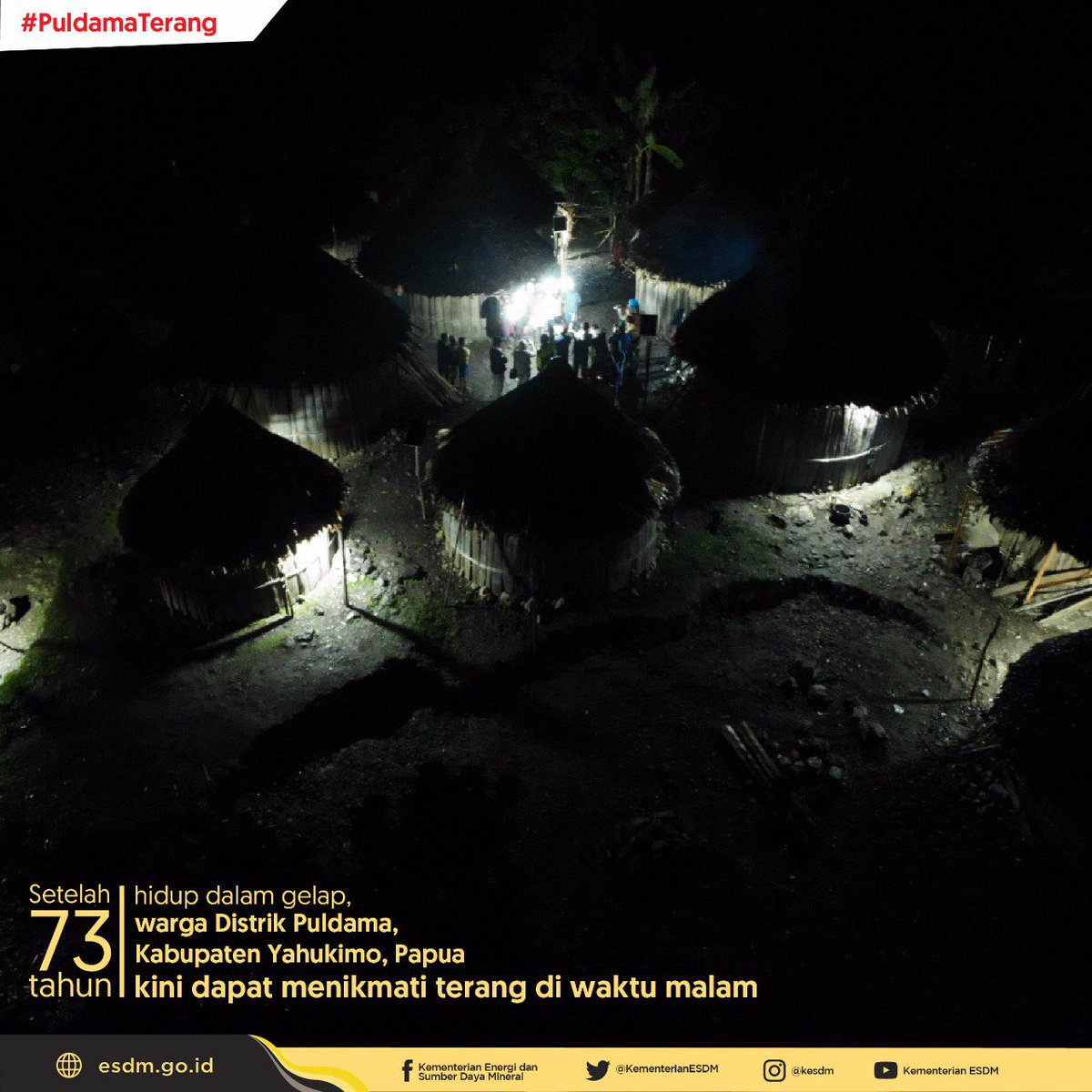 Setelah 73 tahun hidup dalam gelap, warga Puldama kini dapat menikmati terang di waktu malam berkat hadirnya 1.085 paket Lampu Tenaga Surya Hemat Energi (LTSHE) di wilayah mereka. Apa kata mereka? Simak info di bawah yes! 😊

#PuldamaTerang #MenujuIndonesiaMaju #MulaiDariDesa
