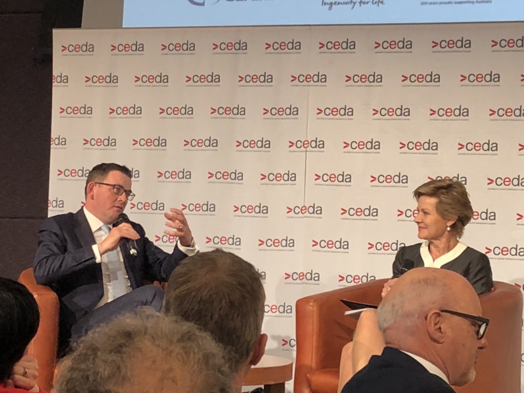 ACarbinesMP's tweet photo. Full house @theracv Club for address from Premier @DanielAndrewsMP @ceda_news . State Government has created 340,000 jobs including 75,000 directly related to our massive infrastructure program. “We can’t slow down, we must double down”. #StateofVic https://t.co/ugGb1WqfFX