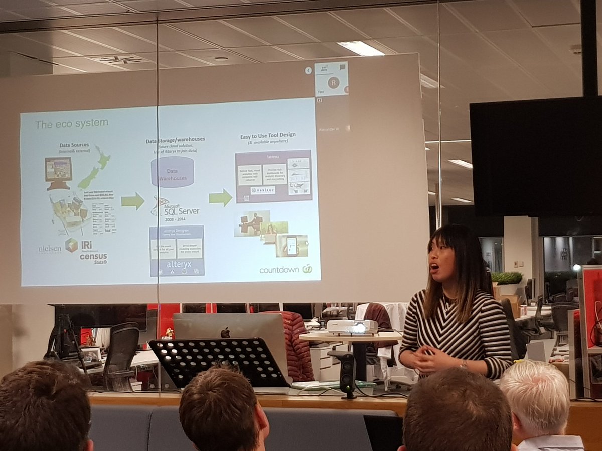 AucklandTug's tweet photo. Here is Kitty Ling from @CountdownNZ talking about their stack and how implementing @tableau affected their business processes.
#AKLTUG https://t.co/2Tbje176gj