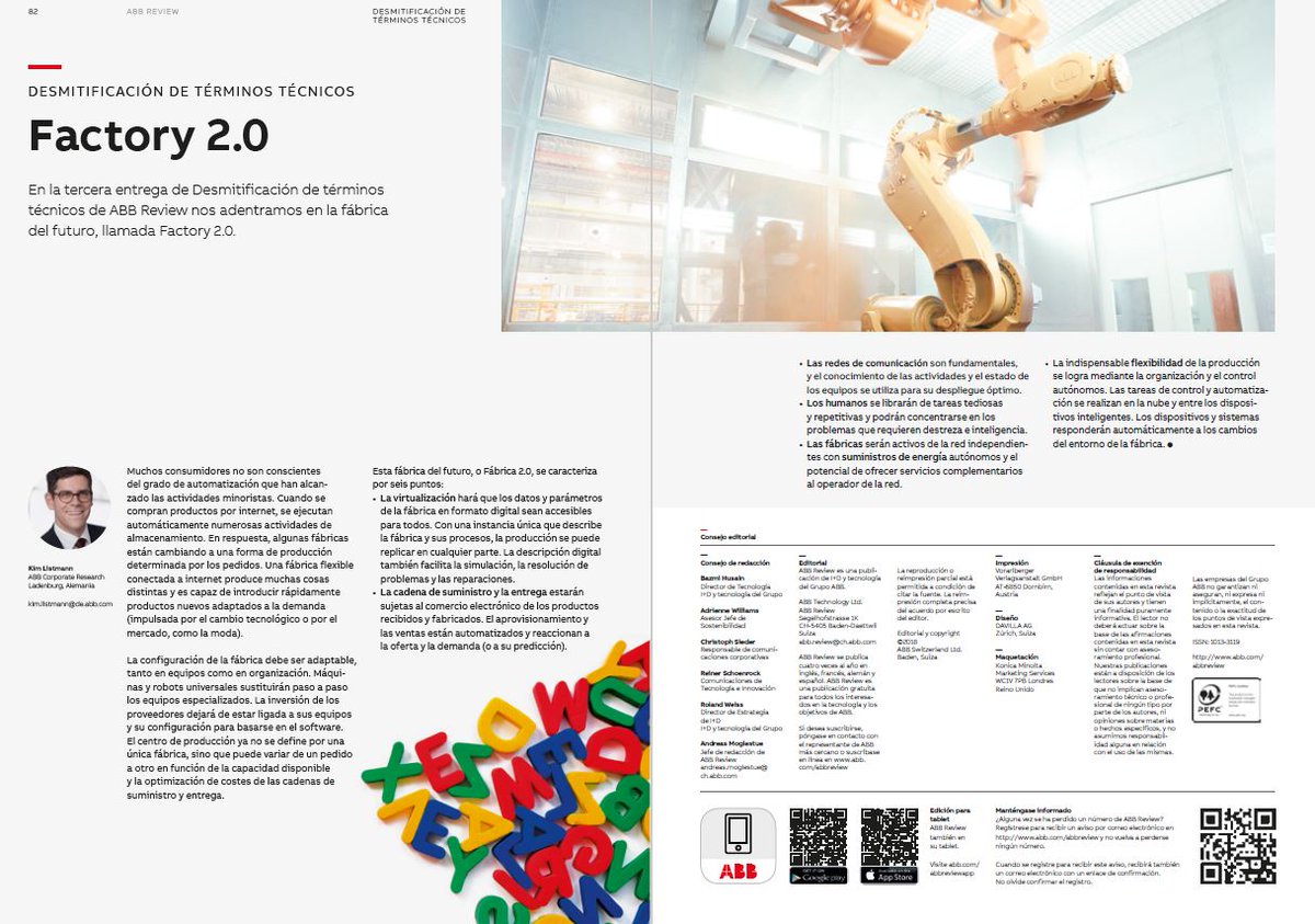 ABB_Spain's tweet photo. ¿Qué caracteriza a la fábrica del futuro o Factory 2.0? Te lo contamos en este artículo de la revista ABB Review: https://t.co/28Wwbf6GBZ #innovación #innovation #ABBReview #Factory2.0 https://t.co/UKjFGPbLAb
