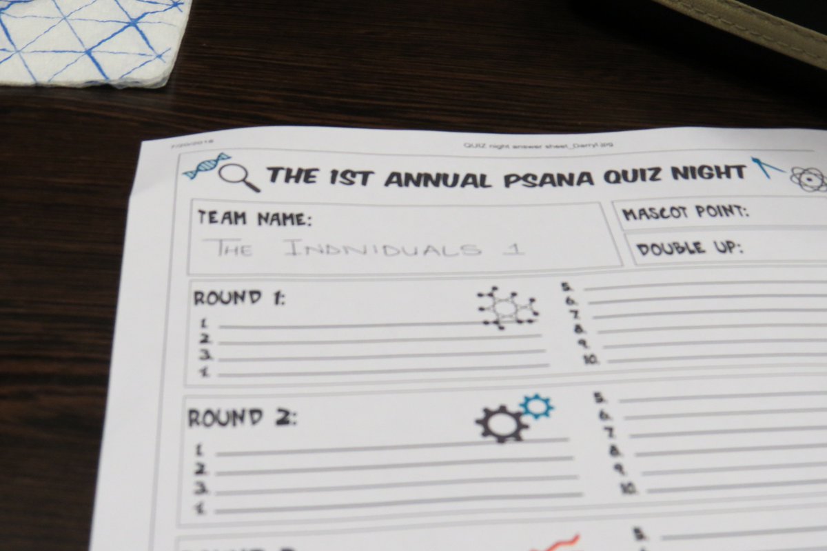 PSANA_UP's tweet photo. Some of the photographs taken at our first Quiz night!

Make sure you are there for the second one! Coming soon!

#Science
#Quiznight
#NAS
#Goodtimes https://t.co/c0ENHu7a4t