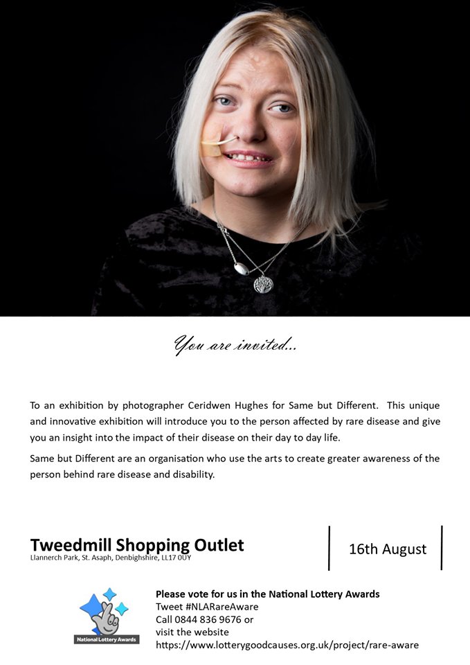 Ceridwen Hughes photography will be joining us tomorrow they would love your support. We are proud to be supporting The Same but Different organisation.  #NLARareAware #TweedmillShoppingOutlet #TheSamebutDifferent