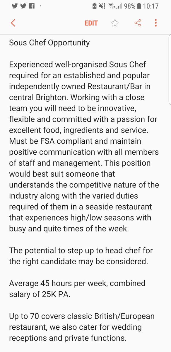 #brighton #brightonjobs #BrightonFood #ChefJobs #chefvacancy #brightonchef @OuiChefVeg
