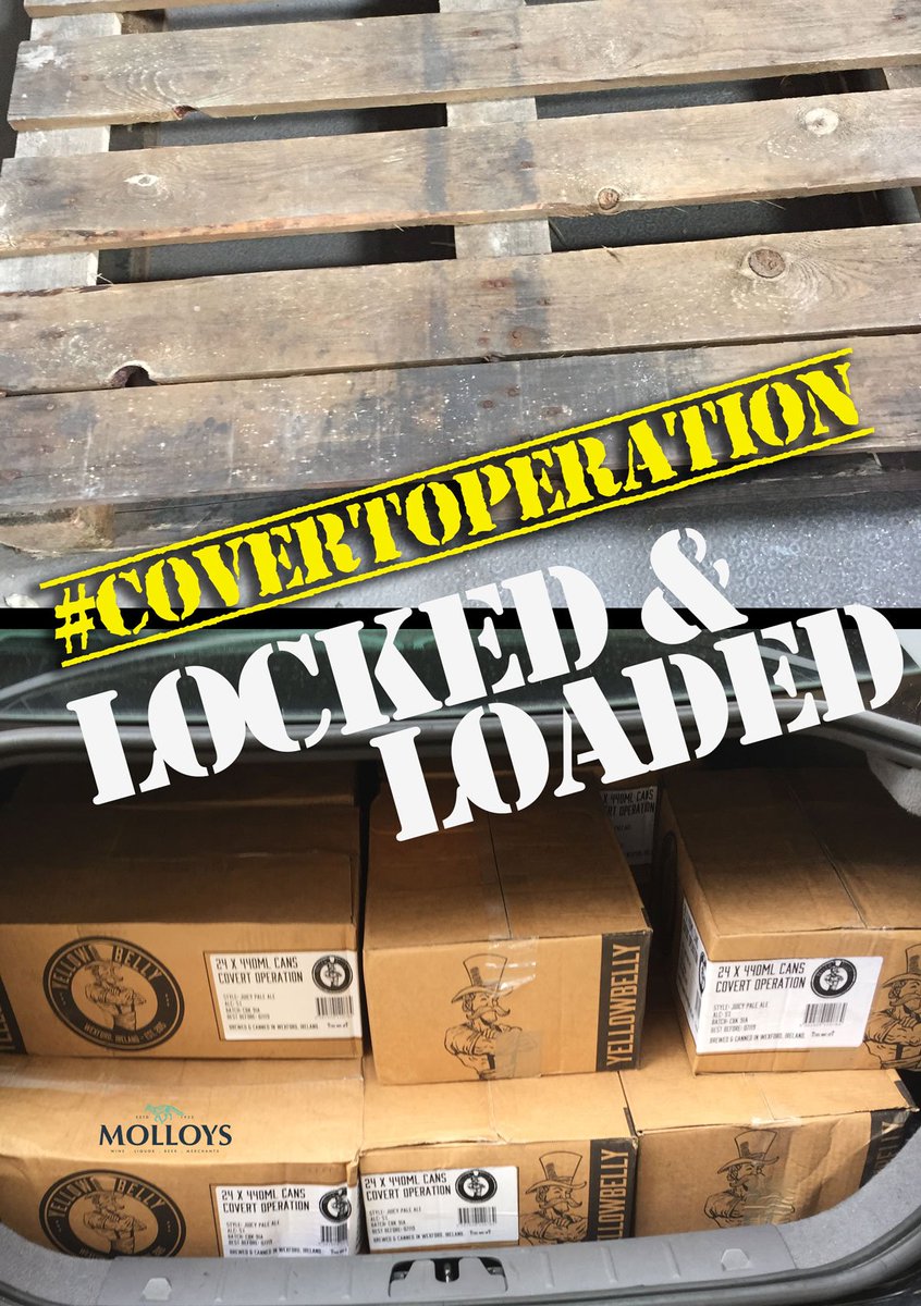 MolloysLiquor's tweet photo. #covertoperation2018 We are locked and loaded! Our 85th Anniversary beer #covertoperation is en route to the first store! #beerdelivery #yellowbelly #since1933 #molloys #craftbeer #Irishbeer https://t.co/bKP7LyxYkD