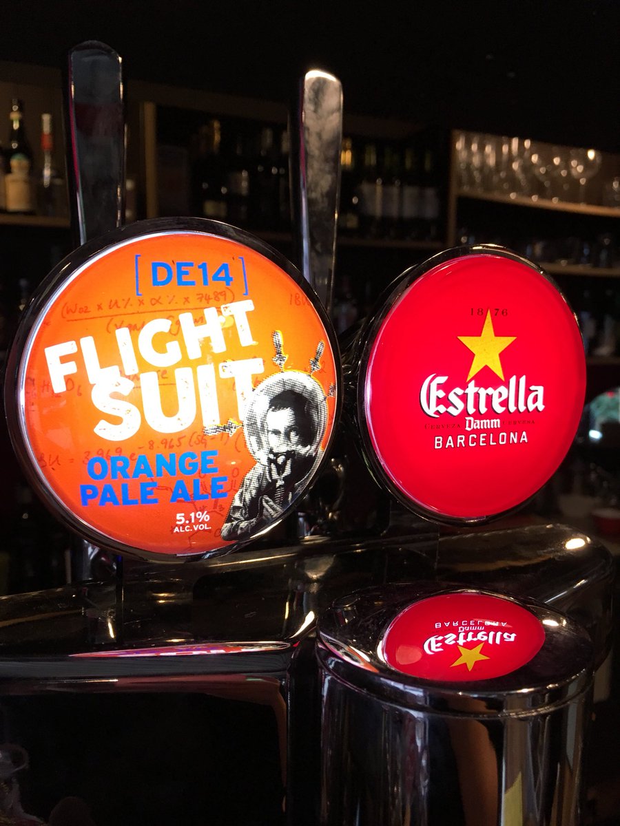 teacupNQ's tweet photo. Today’s the day 🍺🍻🍺 We have started serving Estrella on draft and will also feature a changing guest ale. To start with we’ve got Flight Suit a delicious orange 5.1% pale ale #yum #beer #pints #🍺 https://t.co/aCeCV2gAGL