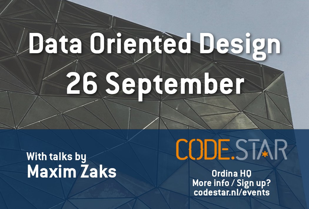 Codestar_nl's tweet photo. Join our next #CodestarNight #Meetup on Data Oriented Design with @iceX33. He'll teach us the nitty gritty of data serialisation and talk about developing high performance, high throughput interactive applications. See you on the 26th of September! https://t.co/iMNA6YdgY1 https://t.co/lepAsgV6Wu