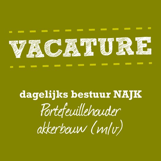 NAJKtweets's tweet photo. NAJK zoekt bestuurlijk talent voor de portefeuille akkerbouw. Iets voor jou? Je hebt nog 5 dagen om te reageren: https://t.co/IwDqwYXf36 https://t.co/pusX4YjIMk