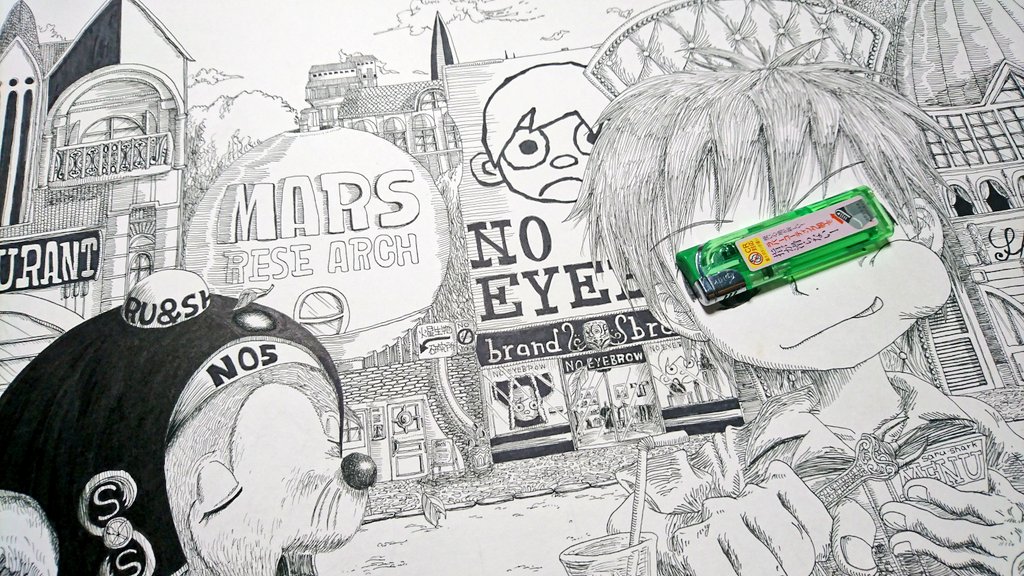 NOEYEBROWの名前は15歳の時に描いた絵からとってます  この頃はペン画で結構大きい絵 