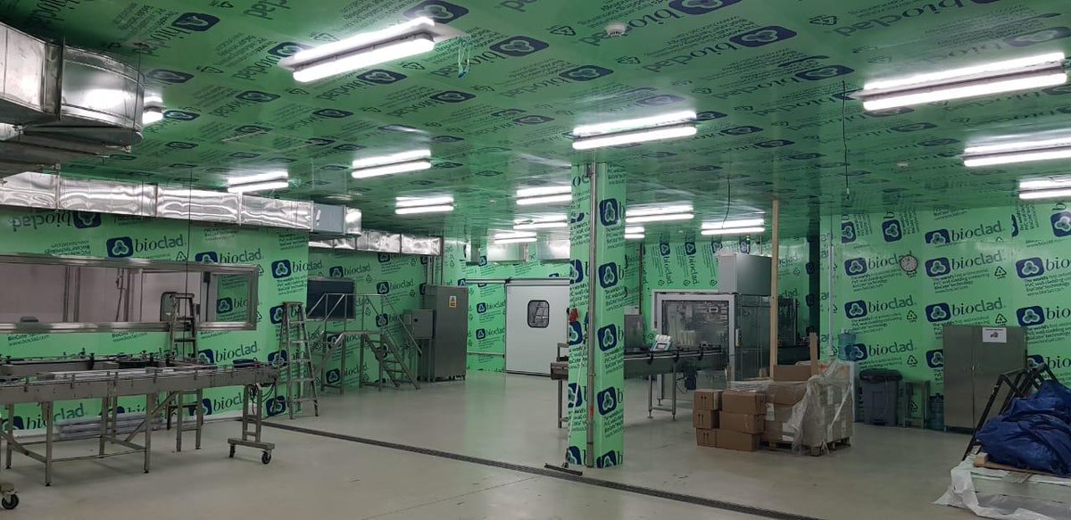 BioClad's tweet photo. Following immediately on from the recent Biscuit Factory installation, Best Health KSA had no time to rest as here 900m2 of welded Bioclad antimicrobial PVC was expertly adhered onto problematic wall tiles along with ceilings in a food &amp; dairy factory in Saudi Arabia.

#pvc https://t.co/RDnvY4Rr2N