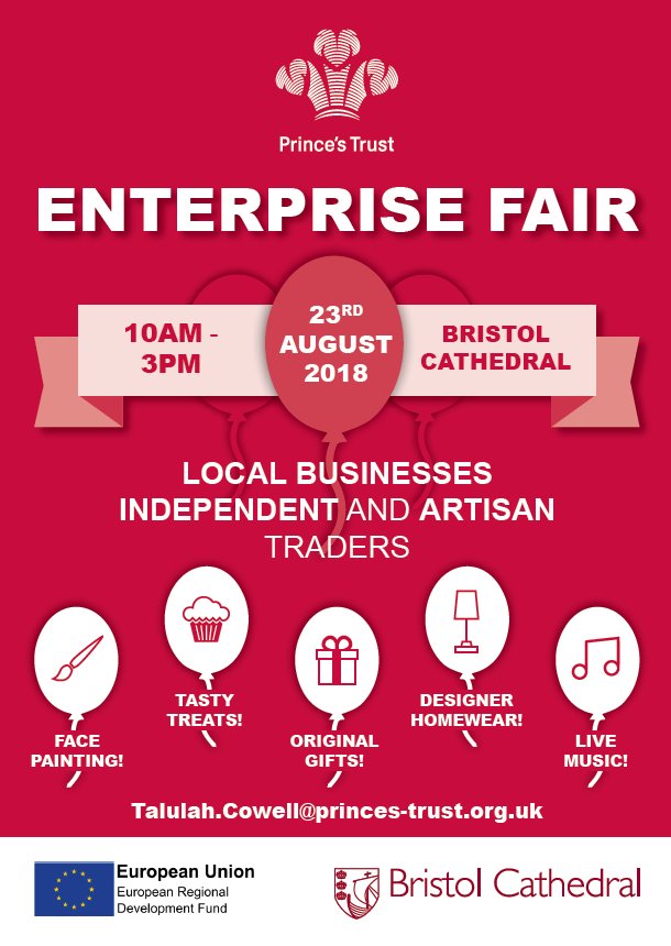 dan_phillips_'s tweet photo. @BristolBizNews 
I’m tweeting on behalf of the
Prince’s Trust about our forthcoming Enterprise Fair being held in Bristol (see
attached flyer). This will be a huge event with speeches from 1230,  a VIP lunch at 1300 and lots more! If you can
support please get in touch! https://t.co/pcuEljvqHp
