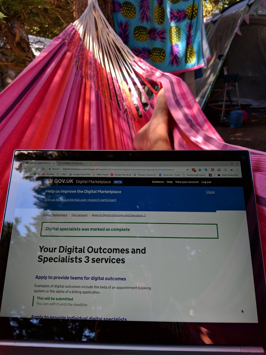 #DOS3 application done for Stance Global. From a hammock. In Spain. #flexibleworking 🏖️
You've got 1 week left to enjoy the super smooth @GOVUKdigimkt application process #userneeds