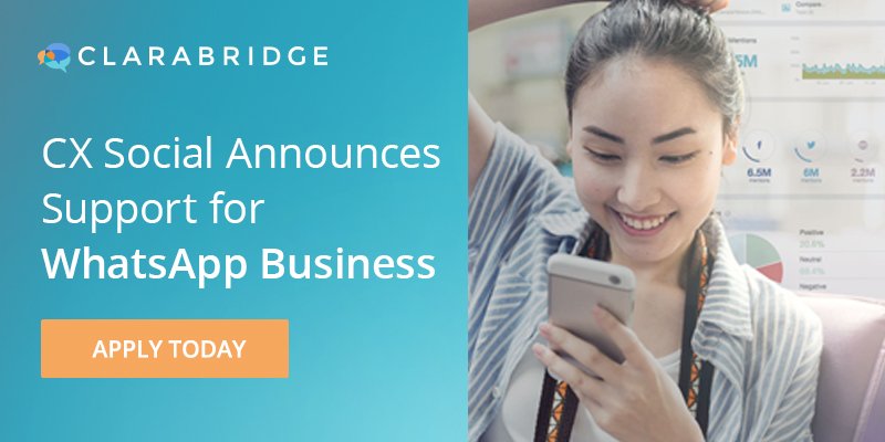 Clarabridge's tweet photo. Connect with customers quickly and easily with @CXSocialCare's WhatsApp messaging solution. #CustServ https://t.co/p3m21NhUUE https://t.co/dF5qzakXHb