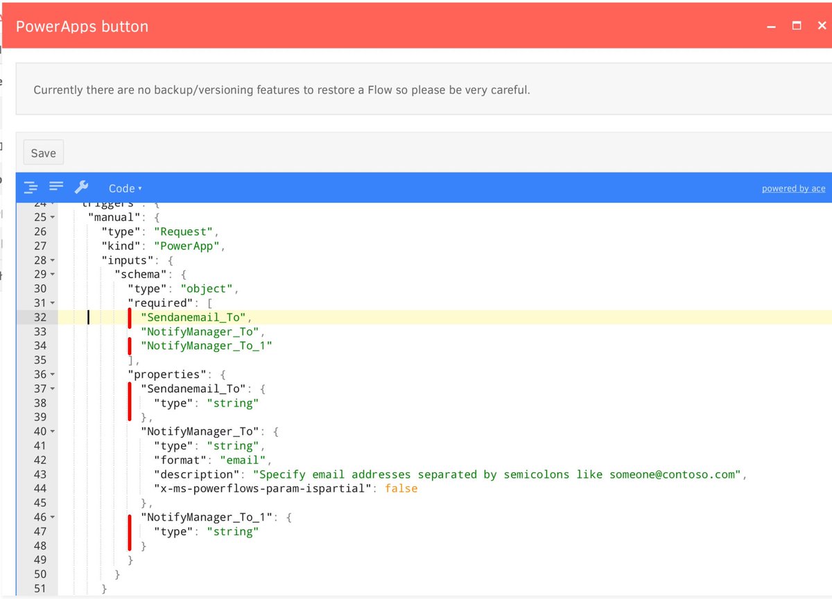 tchinnin's tweet image. #FlowNinja Get rid of Flow unused &quot;Ask in PowerApps&quot; parameters by editing your Flow JSON.
Thank you @johnnliu, love #FlowStudio