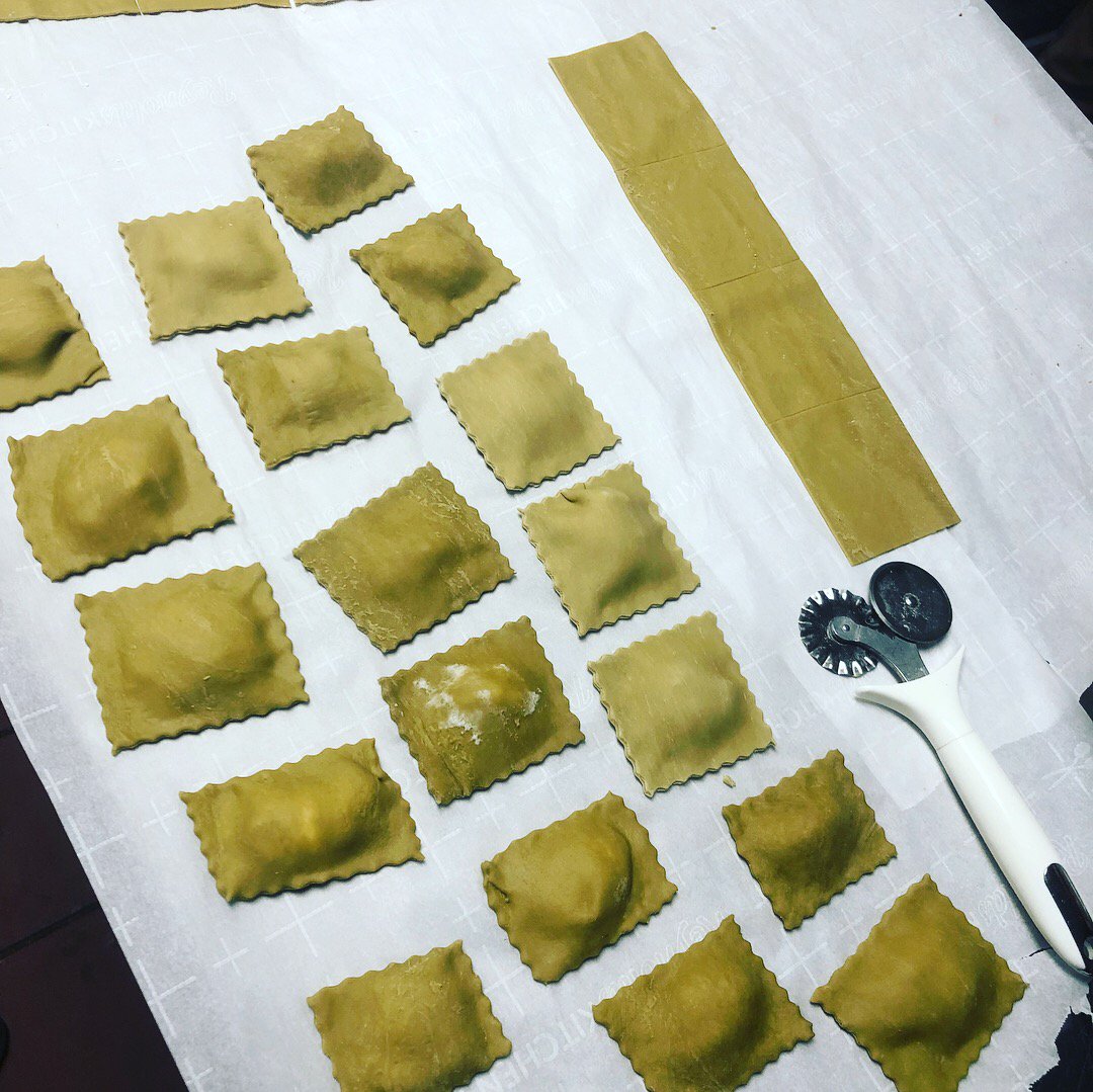 We have been ravioli making machines here at DRW. Beet, spinach, &amp; butternut squash ravioli for our chefs event on Thursday #beets #beetravioli #spinach #spinachravioli #butternutsquash #butternutsquashravioli #ricotta #goatcheese #denver #303magazine #5280magazine