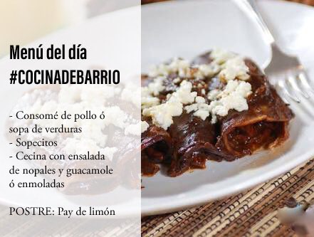 Hoy es mitad de semana, perfecto para comer algo delicioso y completo. ¡Acompáñanos! 
#CocinadeBarrio 1 a 5 pm • $80
