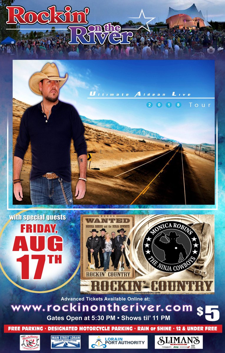 This Friday we're goin' country! Ultimate Aldean, the world's best Jason Aldean tribute with fan favorite Monica Robins Ninja Cowboys kicking it off! Gates open 5:30 pm Admission $5 at the gate, 12 &amp; under free. Food, Adult Beverages, great music &amp; great friends! See you there!