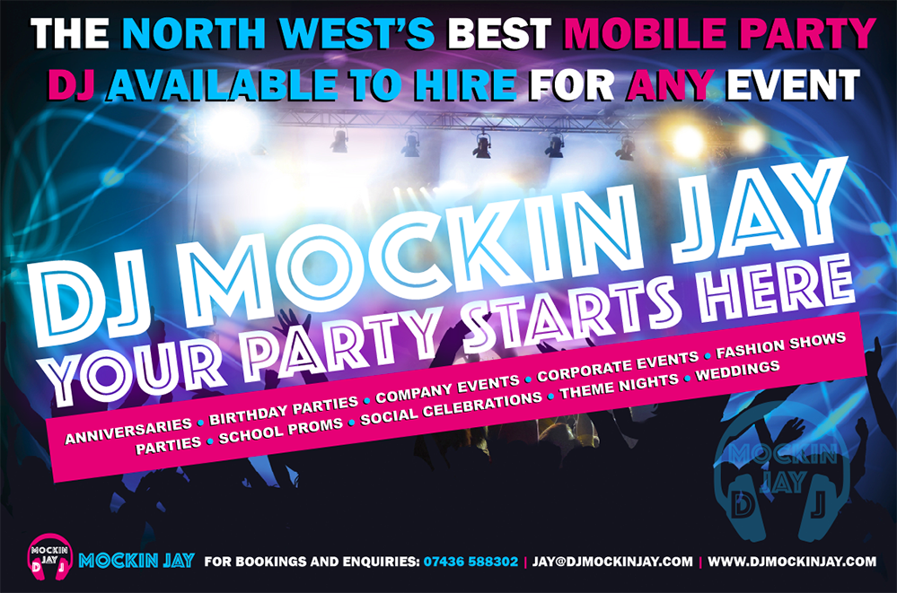 Mobile DJ Hire 🎧 Discos for Parties, Anniversaries, Birthday Parties,  Company Events, Corporate Events, Fashion Shows, School Prom’s, Social  Celebrations, Theme Nights, Weddings across the North West ➡️  djmockinjay.com