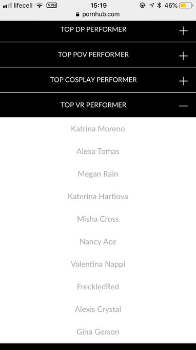 I can not believe 😱 I'm nominated for Top VR performer on @Pornhub thank you 🙏🏻❤️ https://t.co/r9WjQ