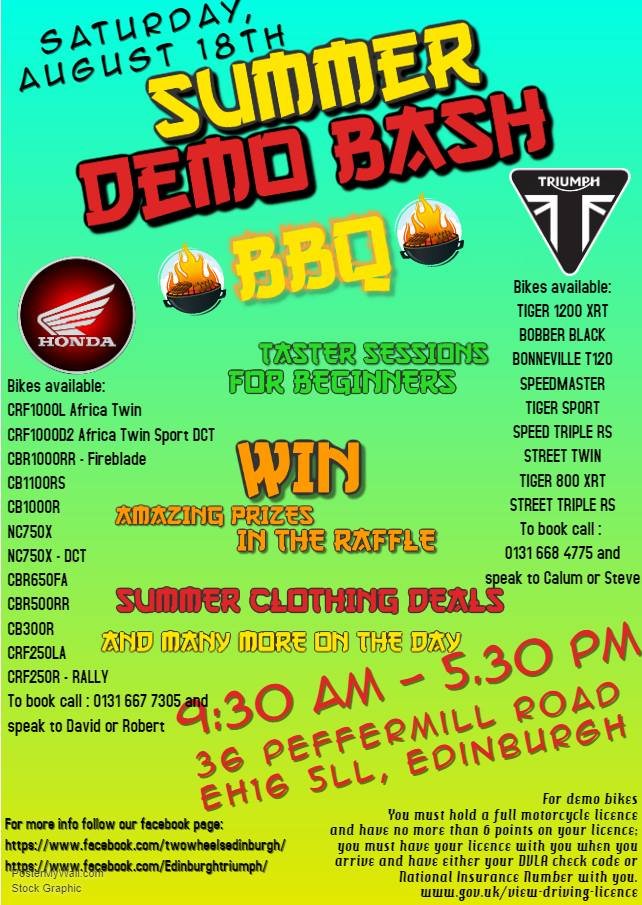 edintriumph's tweet photo. Demo Bash at @edintriumph this Saturday. Test Rides and BBQ....what more could you ask for.😀 https://t.co/o2D0NPLaKU