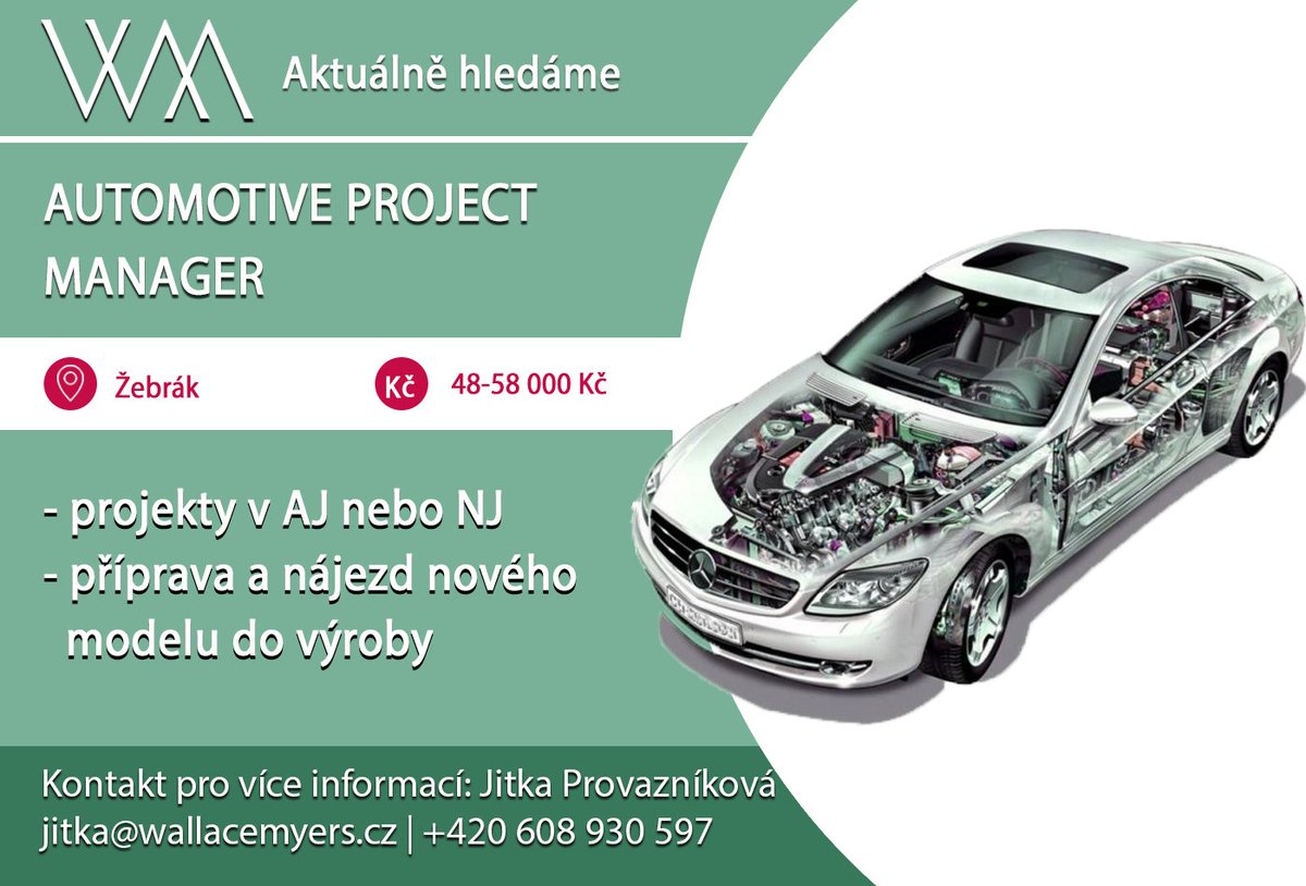 jitkaWM's tweet photo. Hledáme různě zkušené Projektové vedoucí, Project Leadery, Project Managery z automotive či příbuzného oboru, kteří připraví, zkoordinují a zajistí hladký náběh výroby nového modelu. Obsazujeme dvě pozice - jednu se zaměřením na německé automobilky, druhou s využitím angličtiny. https://t.co/8Ych2qrL1E