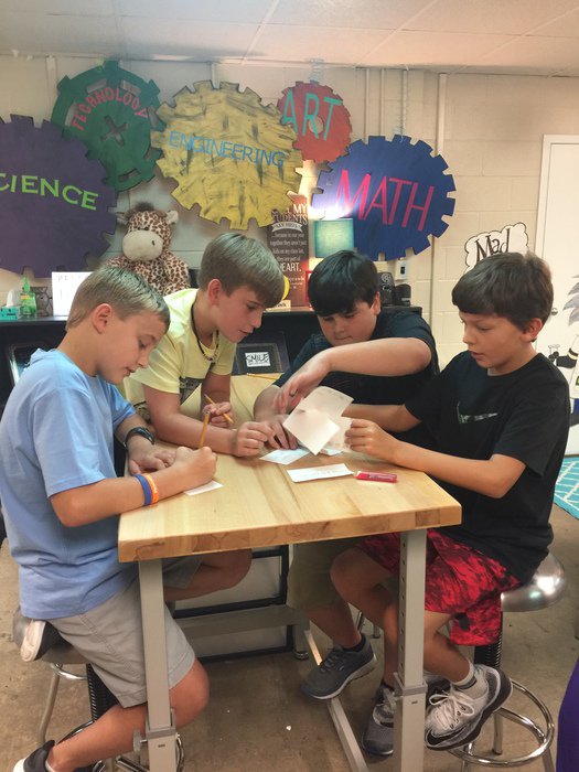 WMSSteamAcademy's tweet photo. Students and teachers had a great first day! In Mrs. Sprawls class students played a getting to know you index card challenge! #wmsismakingideashappen #thepromisingchoice #ESDfirstday https://t.co/5Jey17hhQh