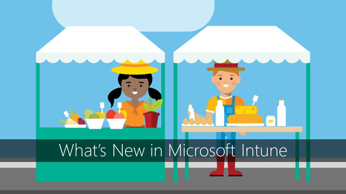 MSIntune's tweet photo. What's New in @MSIntune 1807: new file extensions for Windows apps; Built-In App (such as Safari) in iOS kiosk mode; APIs to use 3rd party CA's; device compliance support for 3rd party anti-virus; macOS support for Apple DEP; and more! https://t.co/lsoz5I5EdH https://t.co/sN6twqfWUM