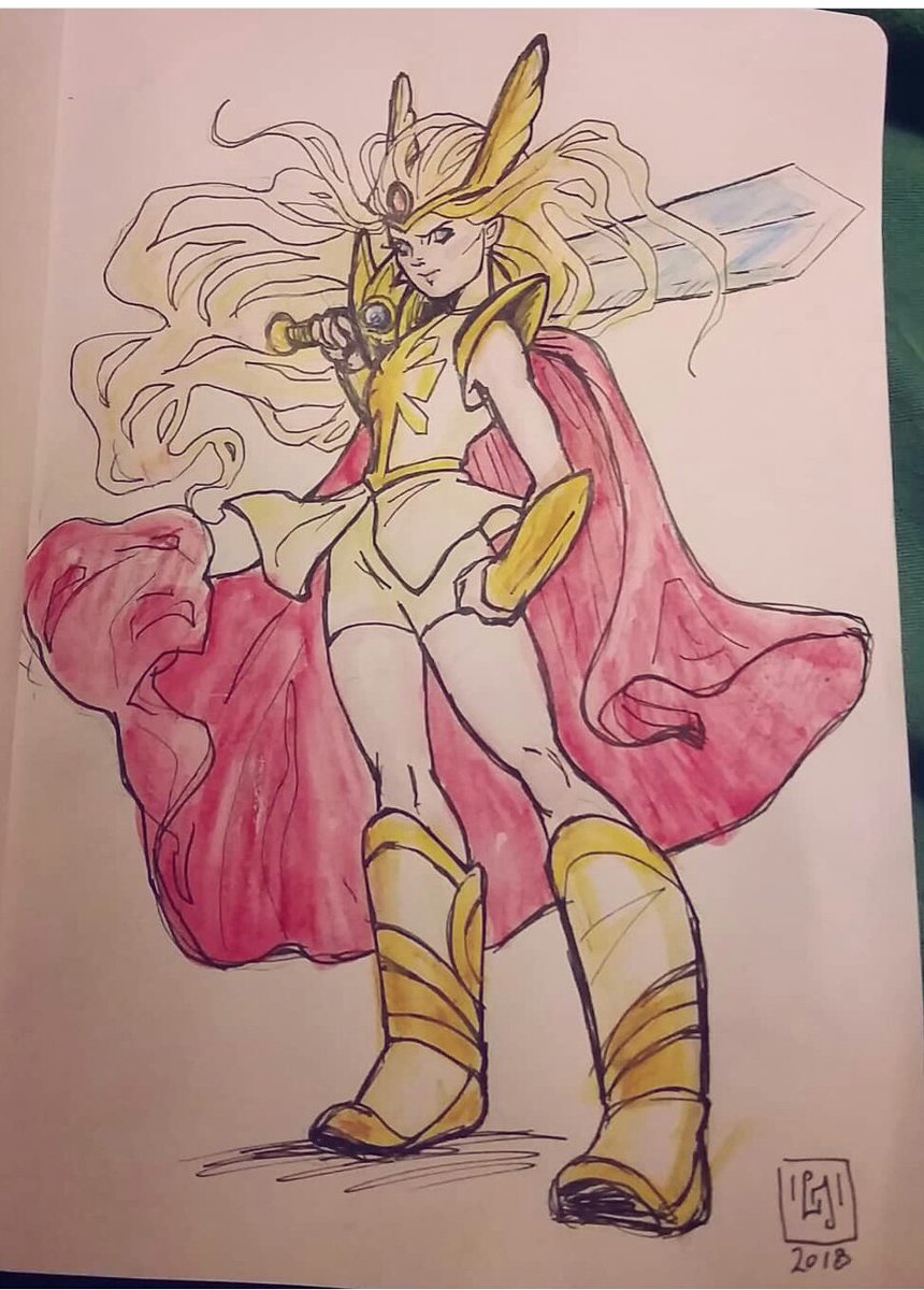 A fierce little #SheRa ink and watercolor sketch tonight. I don't remember the original but the new reboot looks fun #princessofpower #heman #art #drawing #sketch