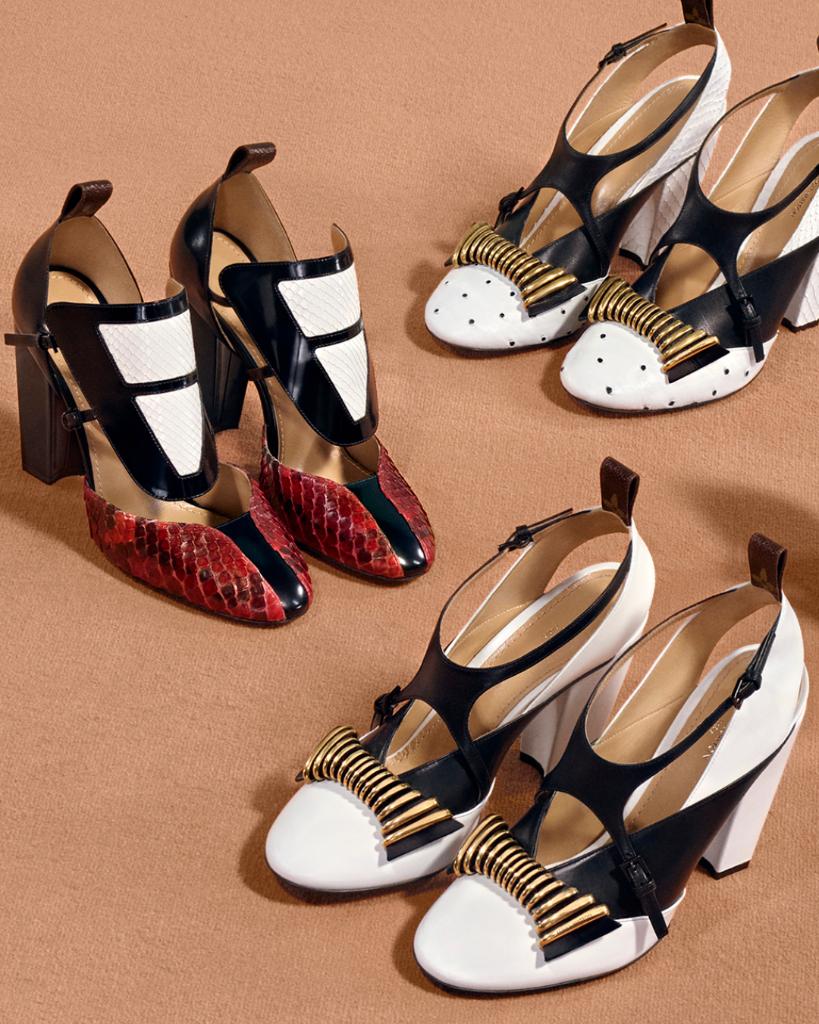 Louis Vuitton on X: Retro heels, slender straps and bold