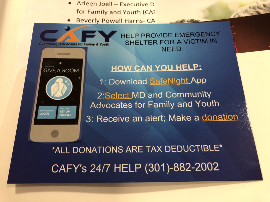 PGCDSS's tweet photo. Hmmm, no space at the domestic violence shelter tonight, and someone needs help. 🤔 I think there’s an app for that. There is! 🗣Download SAFENIGHT! Available on Android and IOS. #cafy #pgcdss #princegeorgescounty #domesticviolence @Gbrown8603 https://t.co/ccxcr5LyaT