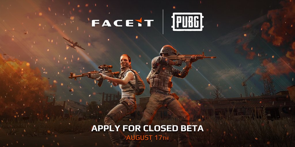 We're excited to announce <a href="/PUBG/">PUBG: BATTLEGROUNDS</a> is coming to <a href="/FACEIT/">FACEIT</a>!

🏆 Fully automated Tournaments
📈 Rewarding Progression in our Leagues &amp; Ladders
🤑 2,000,000+ FACEIT Points up for grabs
🕹️Seamless Game Integration

The Closed Beta launches August 17th!

👉 fce.gg/pubg_blog