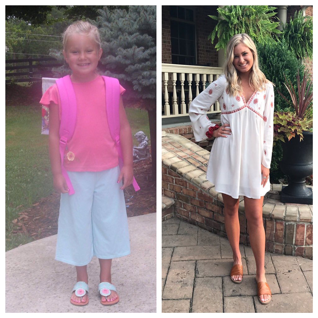 Kathi_Powell's tweet photo. First day of Kindergarten to first day of Senior year! Have a wonderful year Ash!!💜💛 #SMHS2019 https://t.co/2a5V21atLx