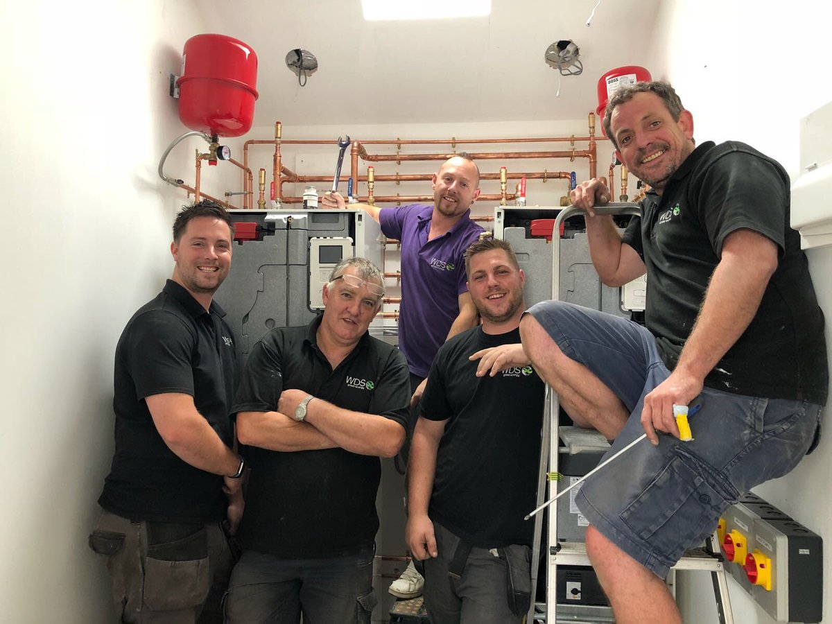 Nice group photo of our engineers at work today, <a href="/NIBEEnergy/">NIBE Energy Systems Ltd</a> #tweetyourheat They weren’t all working in that plant room honestly!! had a large free standing #solarpv system on the go at the same property also!! #WednesdayMotivation #RenewableEnergy