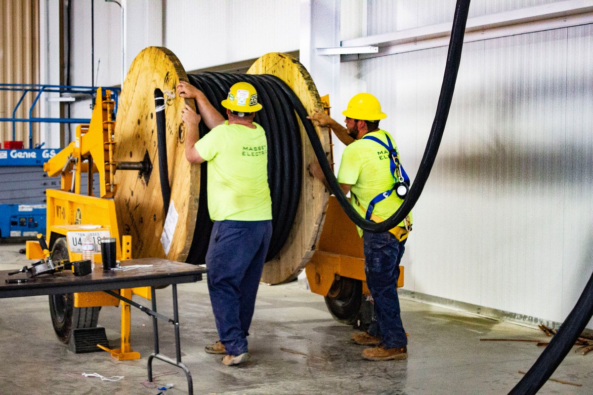 MasseyElectric's tweet image. Project Highlight: DENSO Manufacturing
Massey Electric was contracted to undertake its largest #wirepulling job to date. We pulled 58 runs of four conductor 500 MCM tray cable, 5 of the runs were 885 feet long, totaling 25,800 feet of cable and weighing 196,802 lb. #electrician