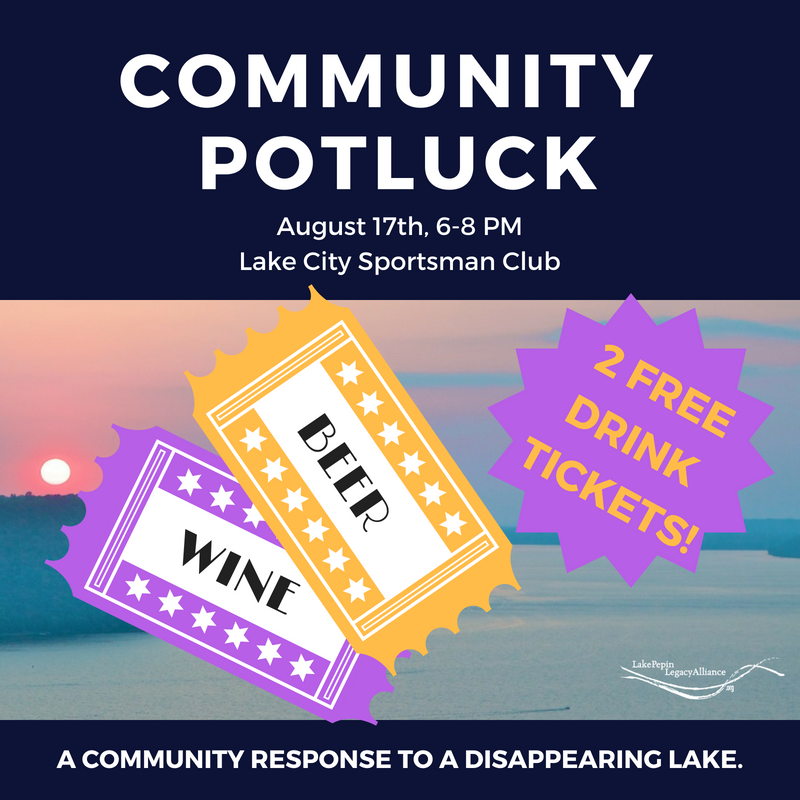 FREE DRINKS! Thanks to the Lake City Sportsman Club, everybody gets two drink tickets at the Community Potluck this Friday. (Alcoholic & non-alcoholic beverages available)