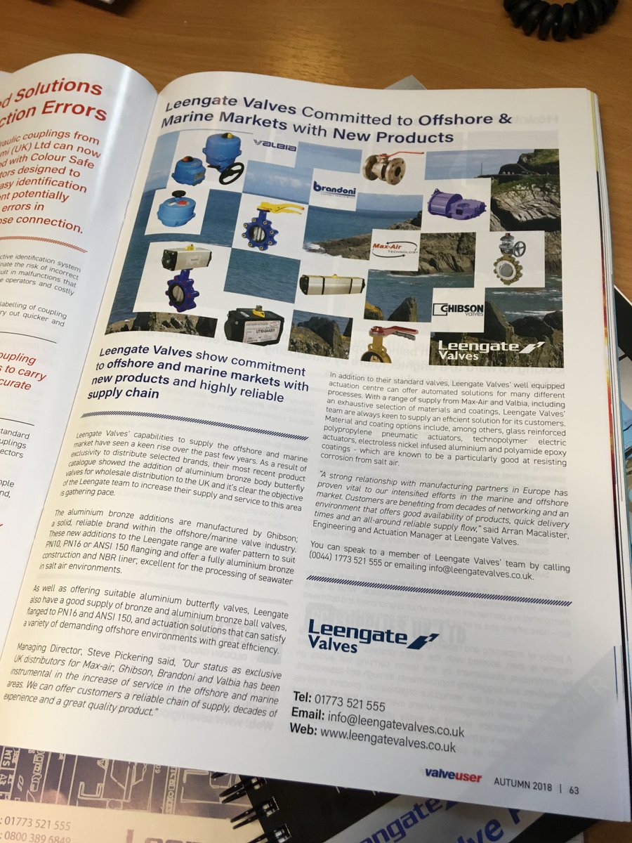 LeengateValves's tweet photo. Have you got a copy of the @theBVAA's @ValveUser mag? Check out content from #leengatevalves on pages 25, 28, 63 AND 83! Leengate #valves are proud to support manufacturers' brands! #ballvalves #gatevalves #butterflyvalves #actuators #marine #offshore #bvaa #valveuser #issue46 https://t.co/P4kNBLkZG7
