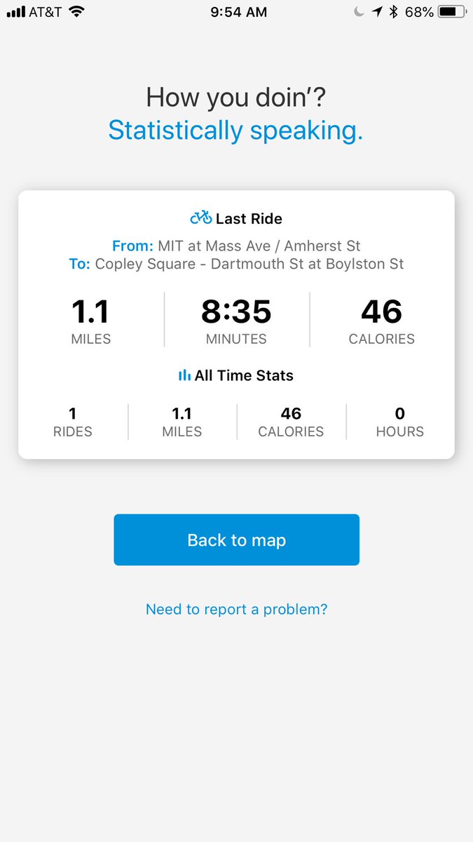 Good to know. It is 8.5 minutes from MIT to Copley by #bluebike