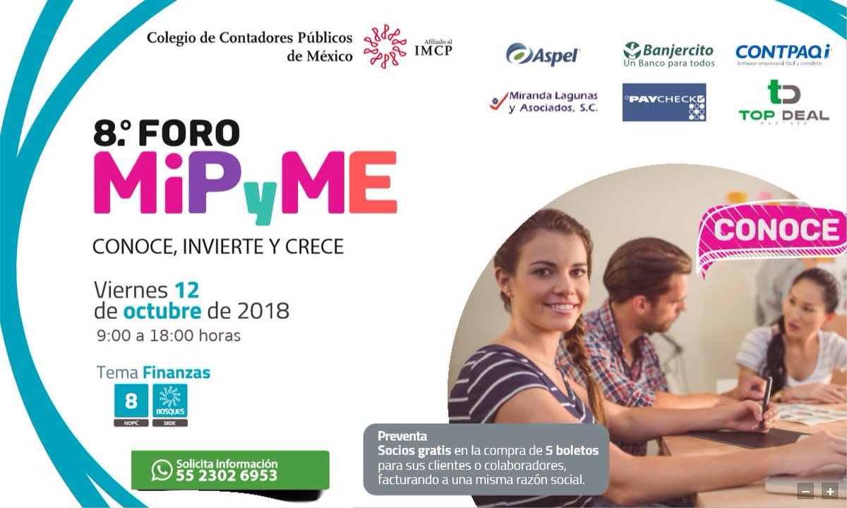TopDealPartner's tweet image. Patrocinadores en 8º Foro MiPyMe 12 de octubre 2018 en el Colegio de Contadores Públicos de México, los esperamos!
