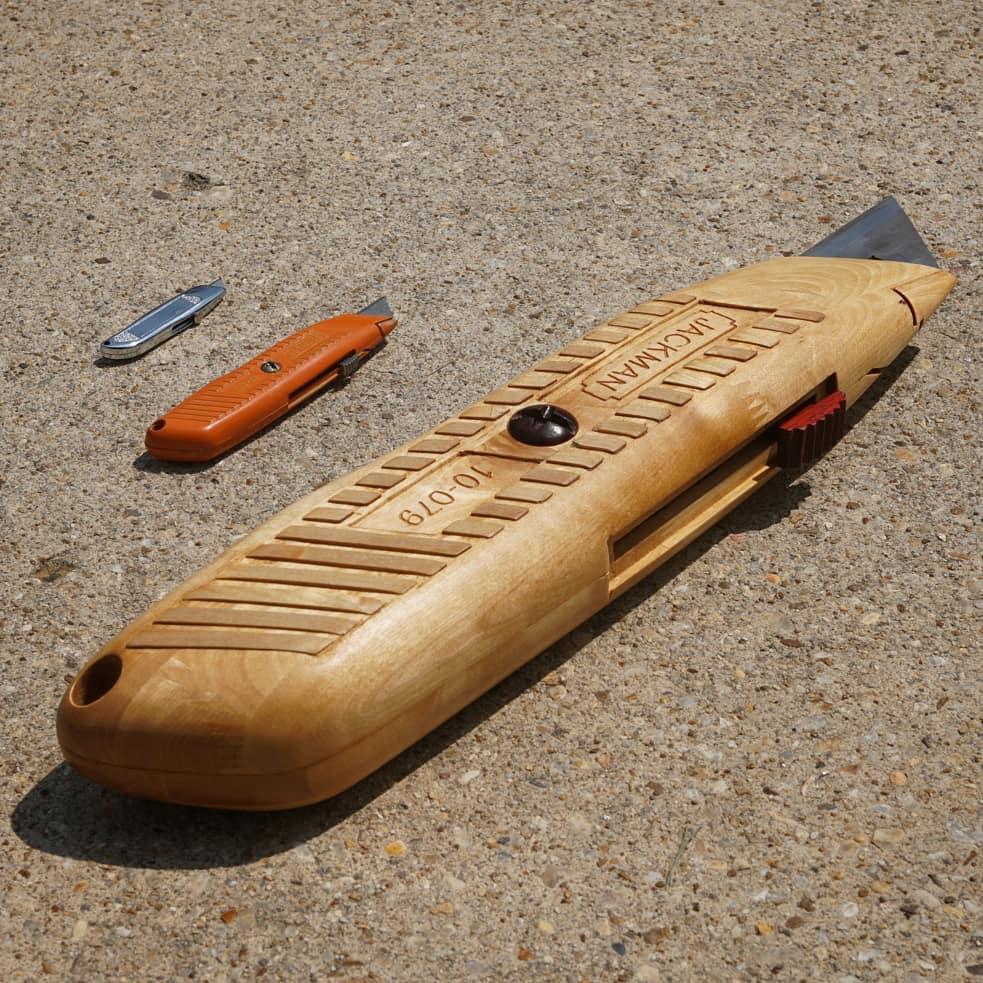 Credit: <a href="/JackmanWorks/">uɐɯʞɔɐſ lnɐԀ</a>  

I don't know about you but we like to keep a wide variety of utility knife sizes in our tool box. Always come prepared 😂👍 #woodworking #wednesdaywisdom