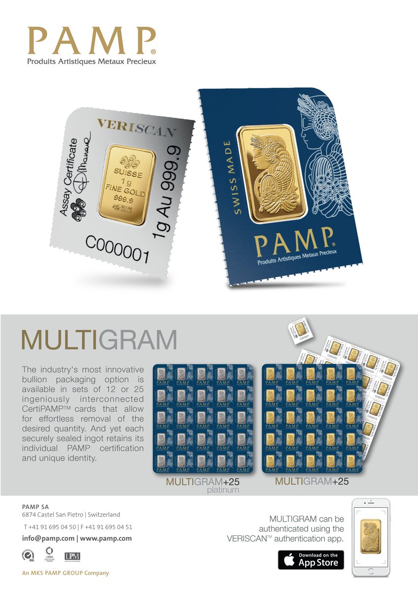 PAMP_SA's tweet photo. Available in sets of 12 or 25 interconnected CertiPAMP cards, our MULTIGRAM sets allow for the effortless removal of the desired quantity while retaining the individual PAMP certification and unique identity of each securely sealed ingot: https://t.co/2zePJQnGiH https://t.co/CGVZ9iMEC2