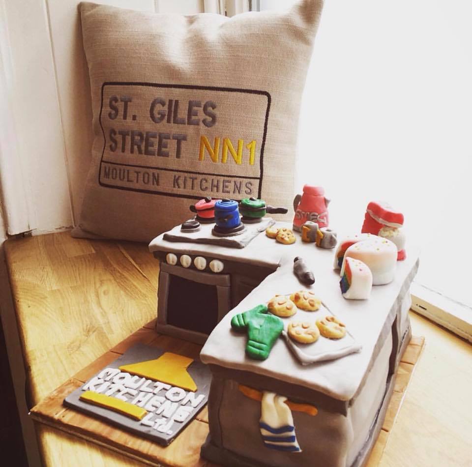 MoultonKitchens's tweet photo. Thank you to our neighbours @WeLoveMOOCH (for the fabulous cushion), @DREAMSSTGILES (for the amazing cake) and @abraxascookshop (for the loan of some stunning pieces).

We are incredibly excited to be part of such a supportive retail community on St. Giles' Street. #indieretail https://t.co/PWxHfWlL4z