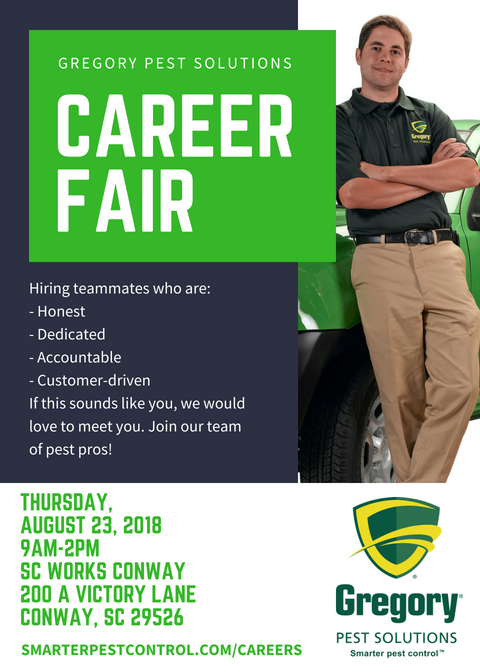 We are looking for the best of the best! In order to be considered for the position, all candidates must complete the application at gregorypestcontrolinc.easyapply.co  We are an equal opportunity employer. Gregory Pest Solutions is a proud employer of military veterans! #MyrtleBeach