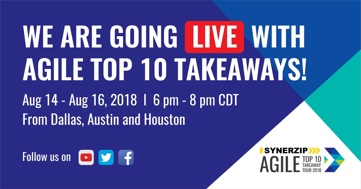 ExcellarateTech's tweet image. We are #GoingLive! #Agile2018 #AgileTop10 #SynerzipIsAgile